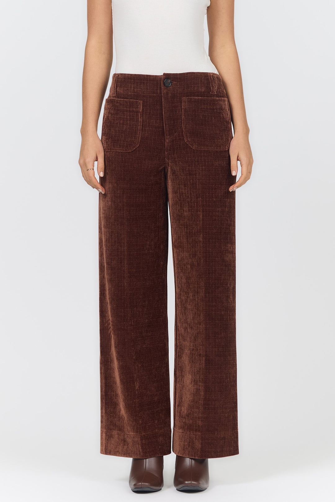 Dear John Audrey Corduroy Wide Leg in Shaved Chocolate