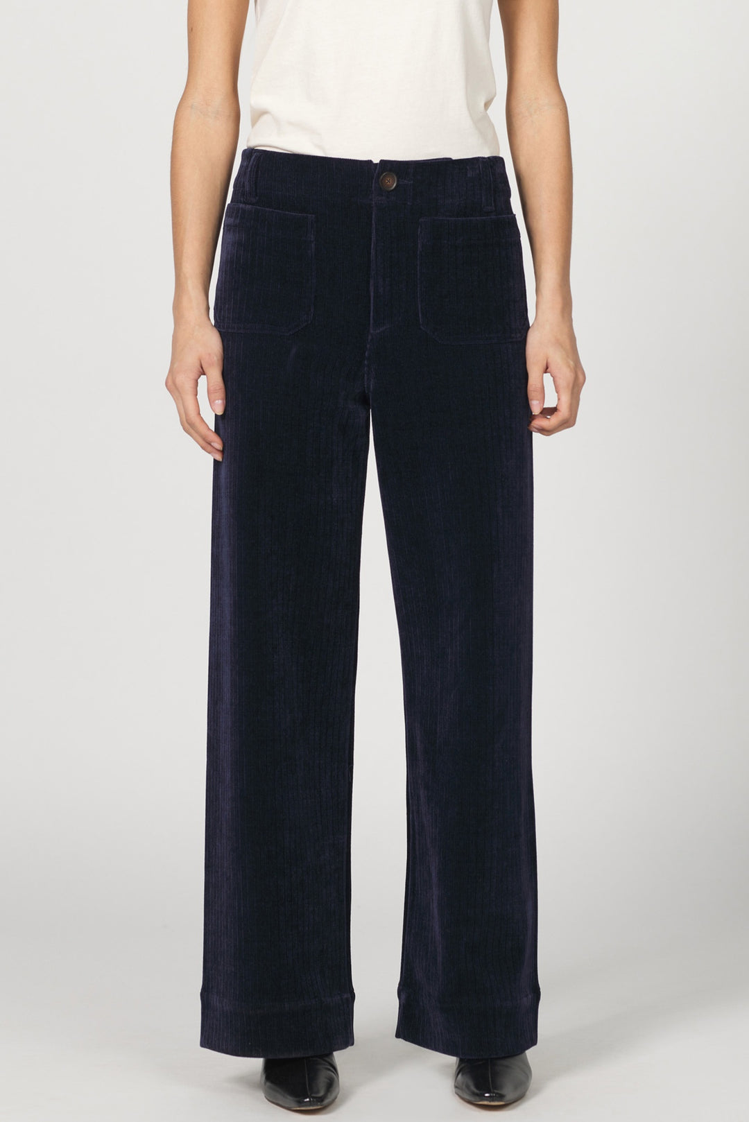 Dear John Audrey Corduroy Wide Leg in Black Iris