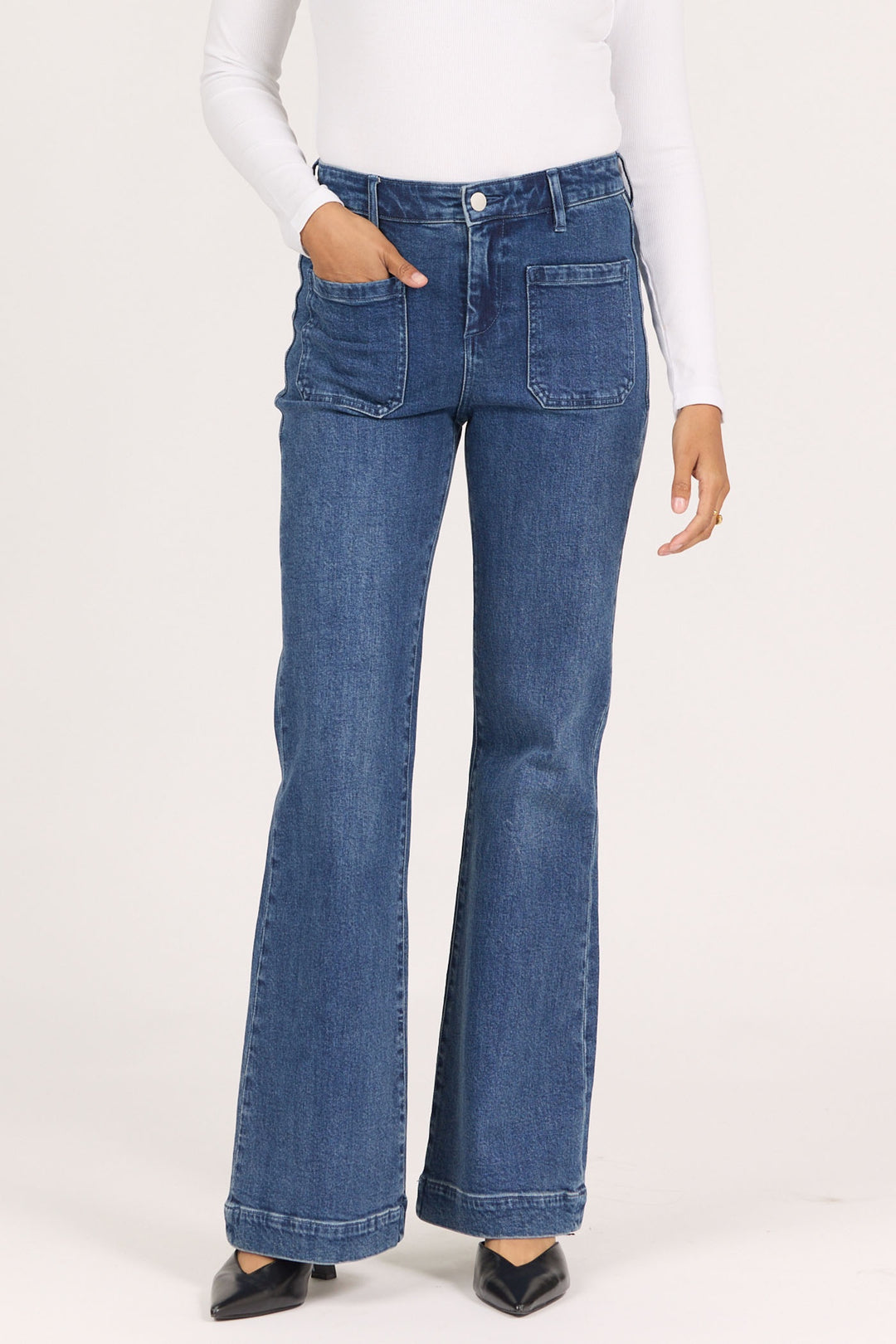 Dear John Florence Mid High Rise Denim Jean in Cozy Denim Blue