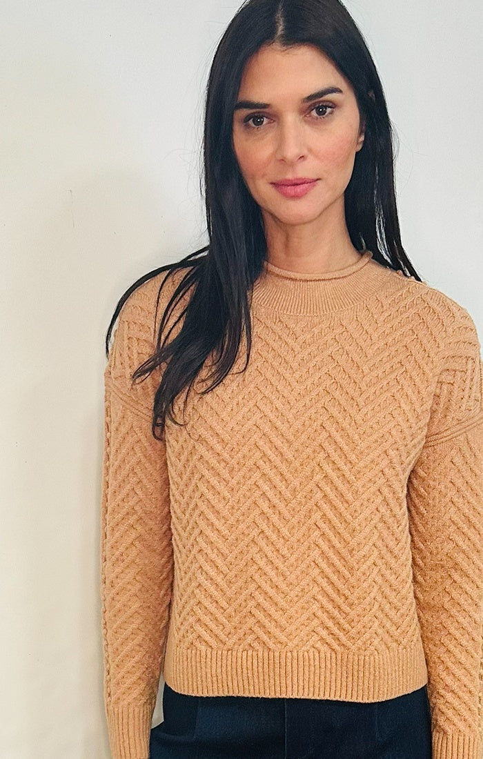Nic + Zoe ROLL NECK WEAVE SWEATER in Deep Topaz
