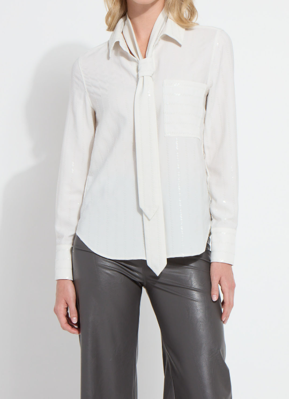 Lysse Tatiana Striped Sequin Shirt in Quartz