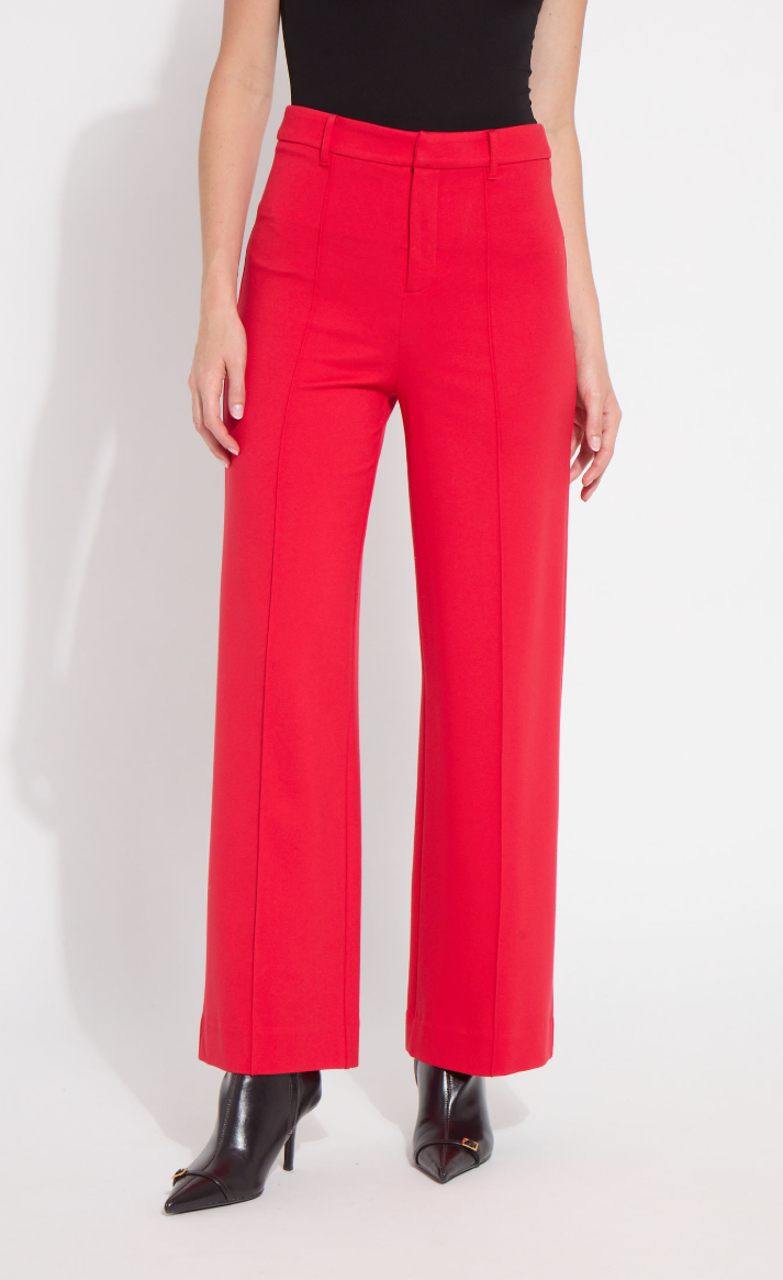 Lysse Nadia Zip Front Ponte Trouser in Rouge