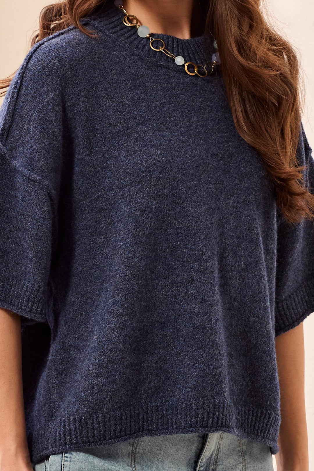 Tribal Lofty Elbow Sleeve Crewneck in Nightfall