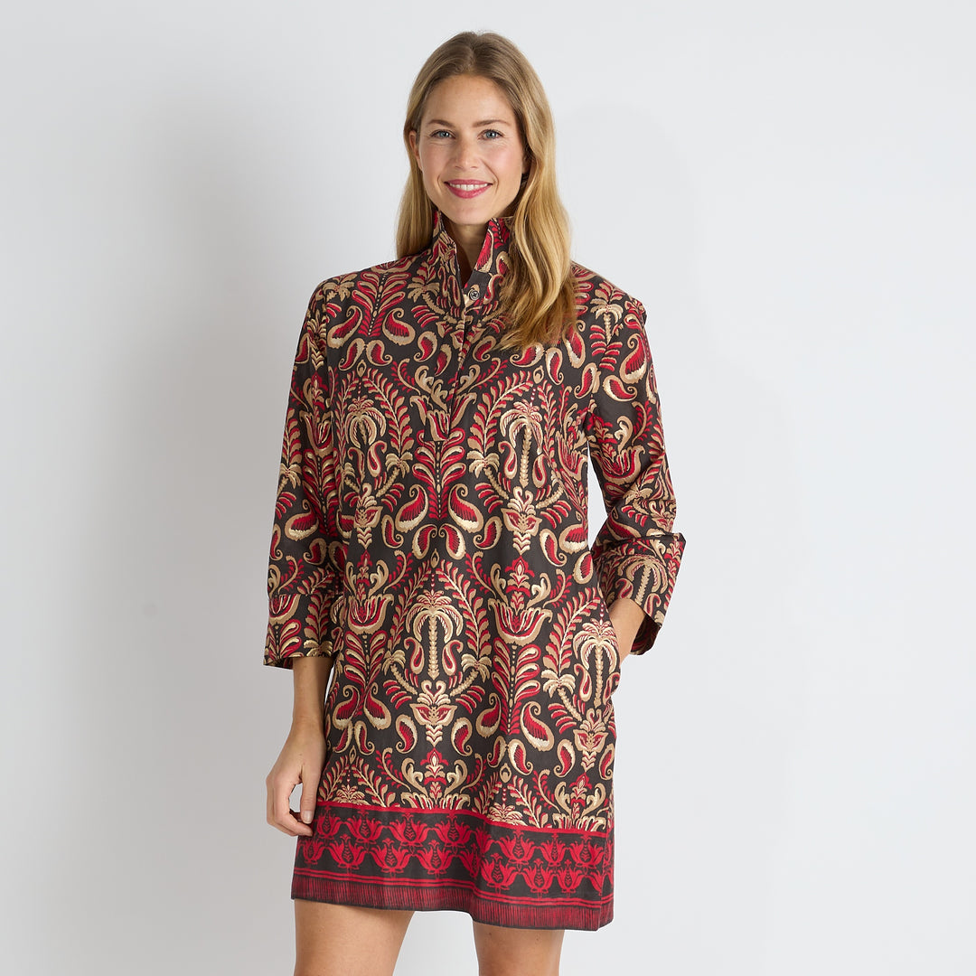 Jude Connally Helen Dress in Ornate Topiary Espresso