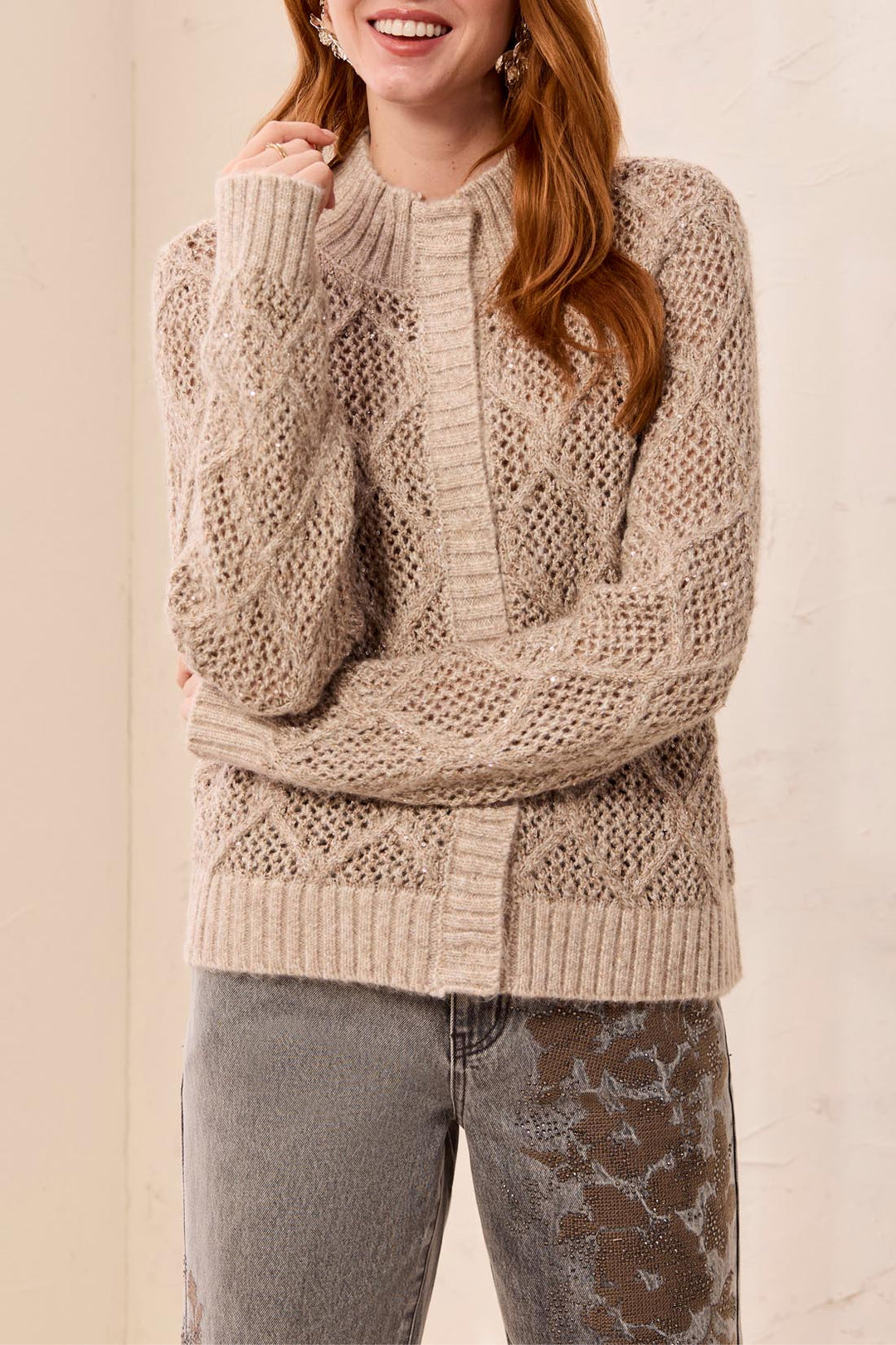 Tribal Long Sleeve Cardigan in Birch