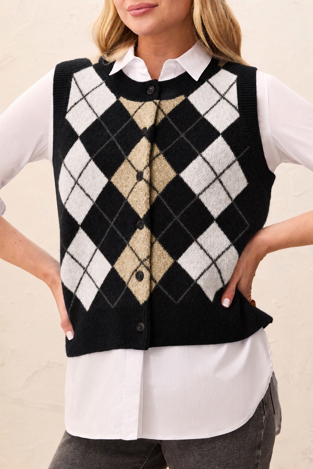 Tribal Sweater Vest in Black