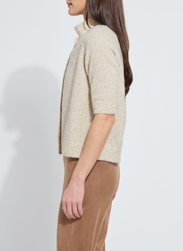Lysse Kennedy Short Sleeve Lurex Feather Cardigan