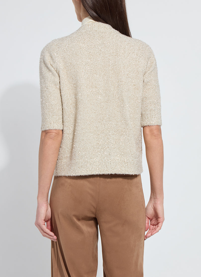 Lysse Kennedy Short Sleeve Lurex Feather Cardigan