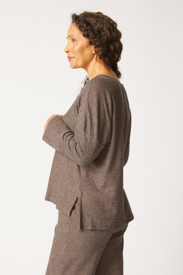Habitat Pasadena Stripe Canyon Pullover in Truffle