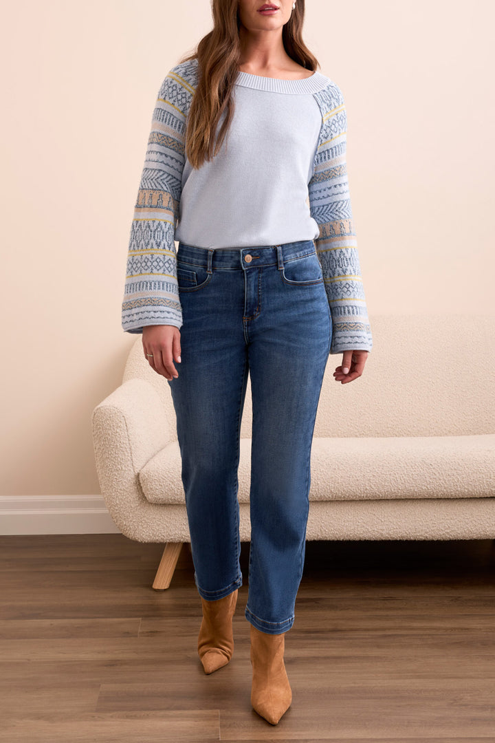 Tribal Audrey Mid Rise Straight Crop Jeans in Faded Blue