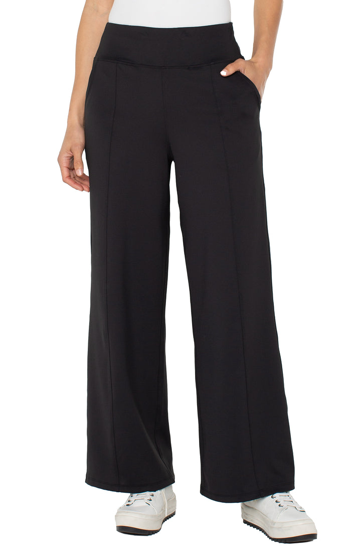 Liverpool Los Angeles Wide Leg Tech Pant in Black