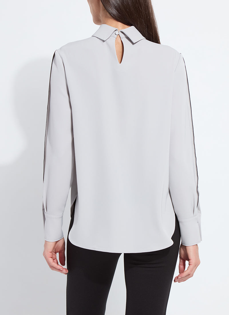 Lysse Lizandra Reversed Collar Blouse in Pearl Grey