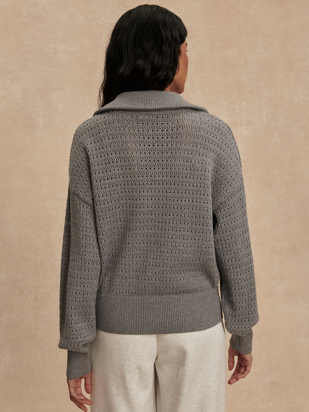 Varley Darla Half Zip Knit in Silver Filigree Melange