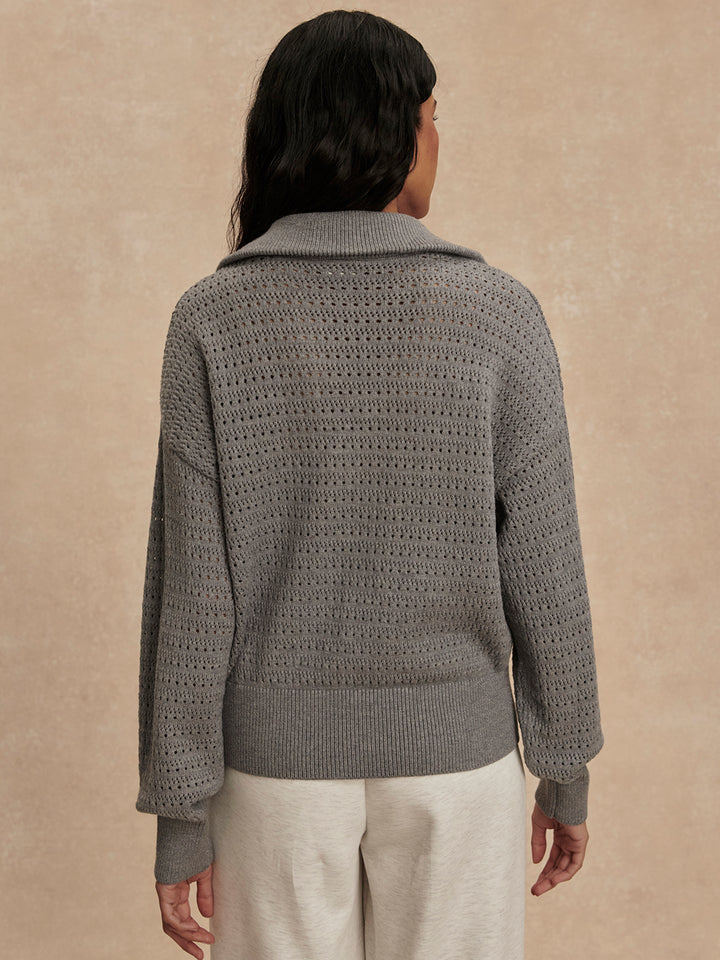 Varley Darla Half Zip Knit in Silver Filigree Melange