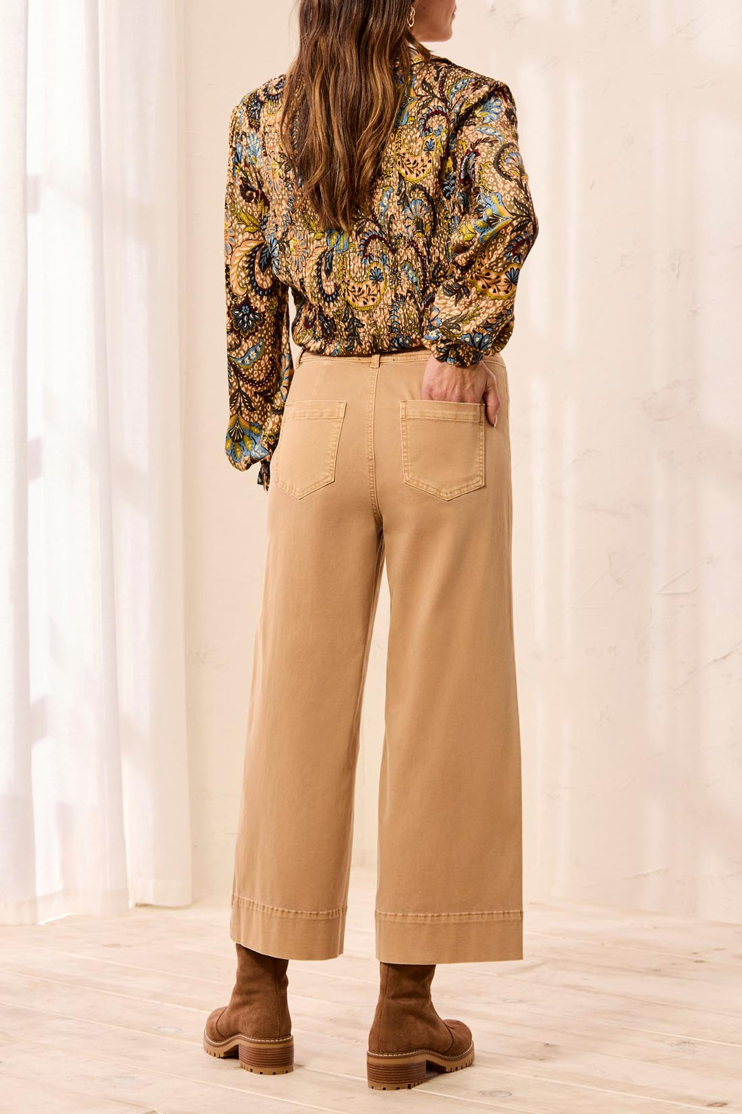 Tribal Comfort Stretch High Rise Palazzo Pants in Sesame