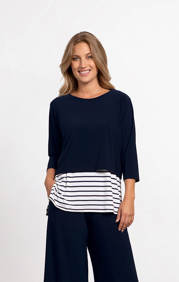 Sympli Go To Cropped T in Navy