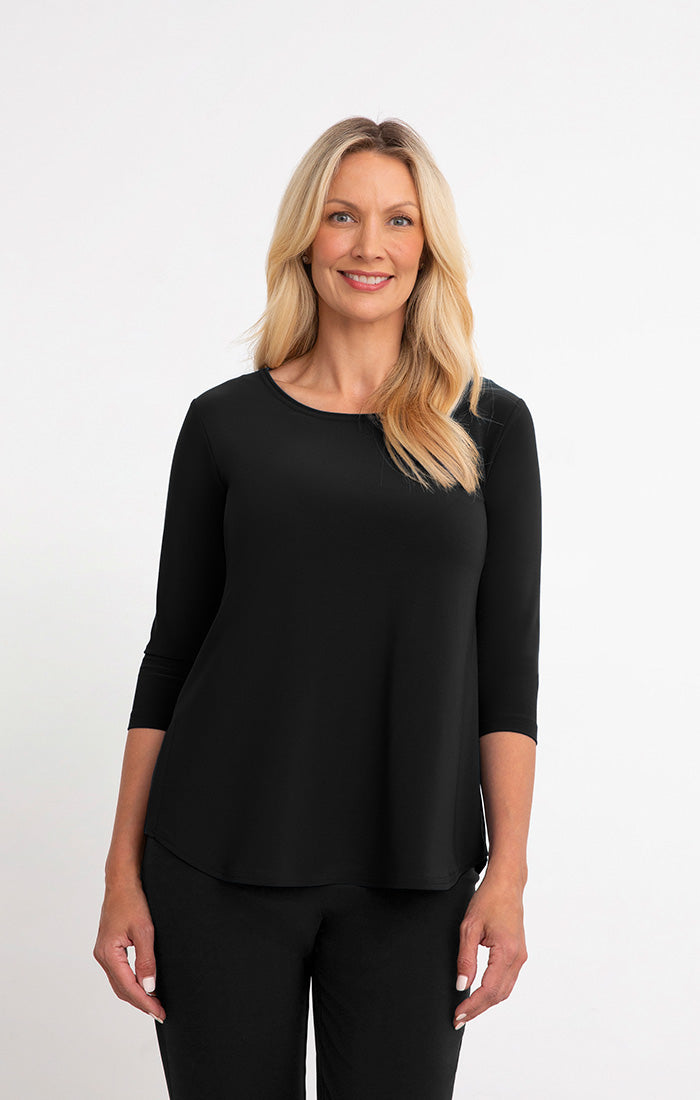 Sympli Go To Classic T Relax 3/4 Sleeve in Black