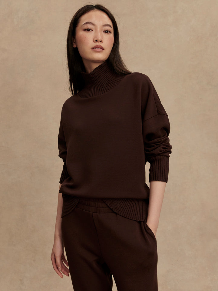 Varley Barker High-Neck Sweat in Coffee Bean