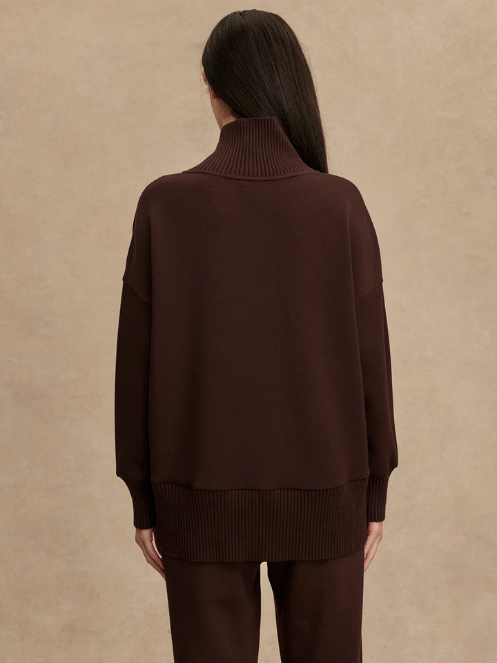 Varley Barker High-Neck Sweat in Coffee Bean