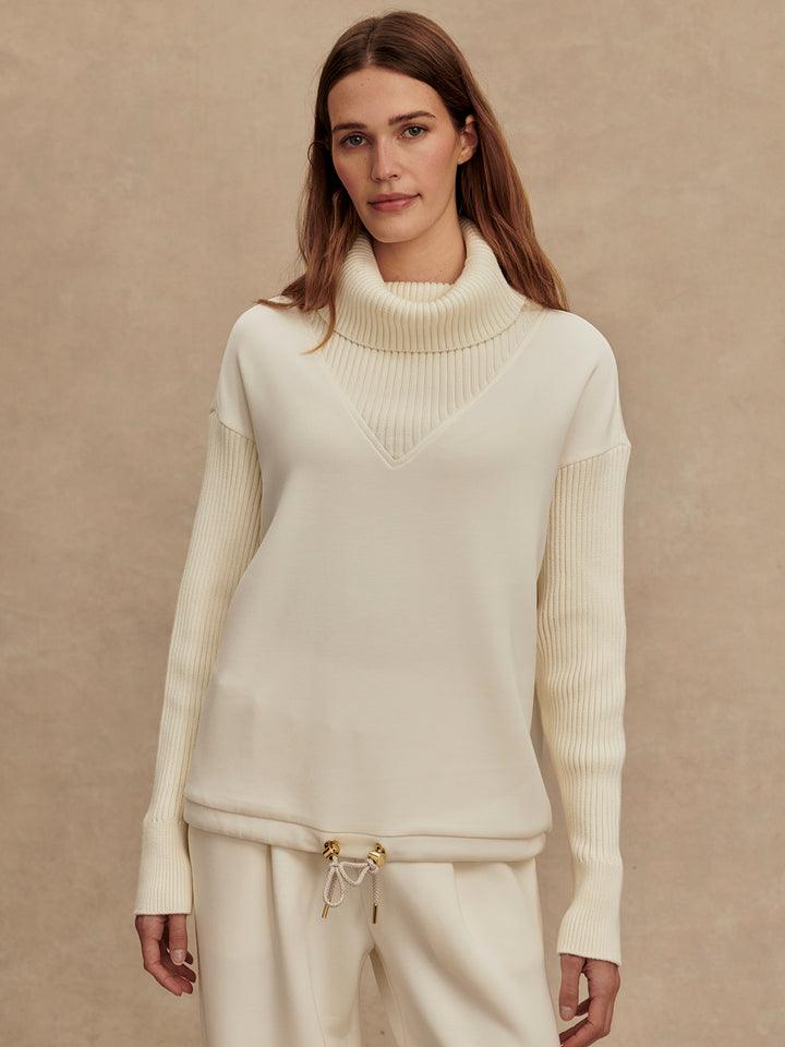 Varley Hannah Cowl Neck Sweat in Egret