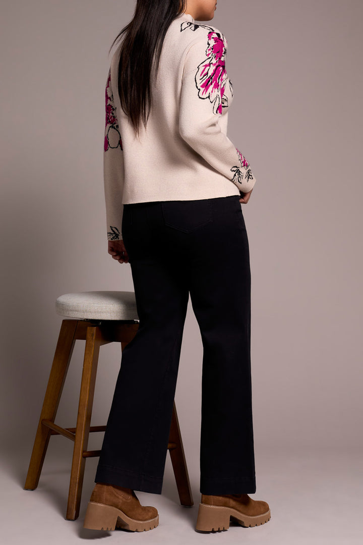 Tribal Long Sleeve Funnel Neck Sweater in Pink Flambe