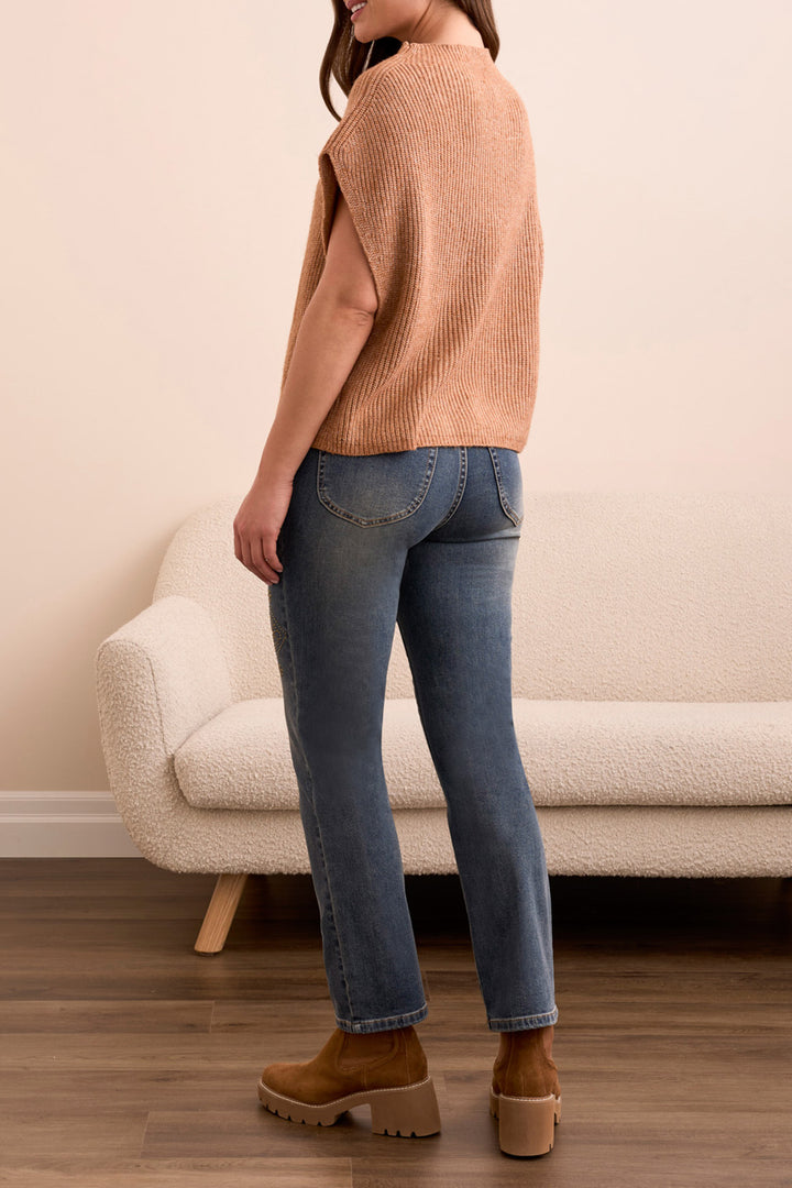 Tribal Cap Sleeve Sweater in Bran