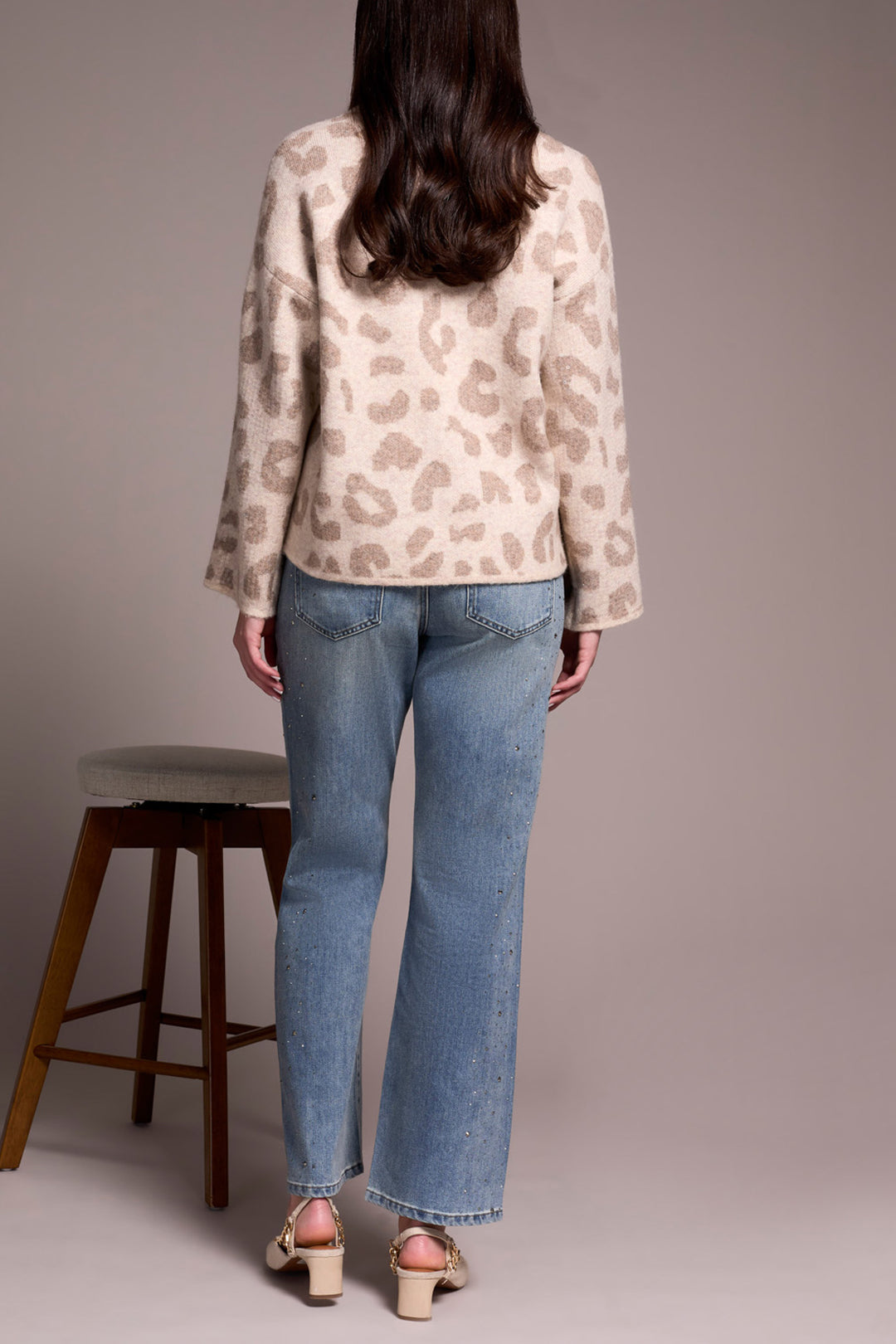Tribal Long Sleeve Sequin Sweater in Sandstone