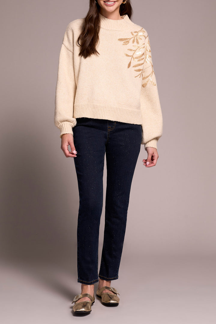 Tribal Mock Neck Sweater in H Latte
