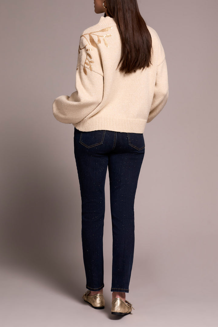 Tribal Mock Neck Sweater in H Latte
