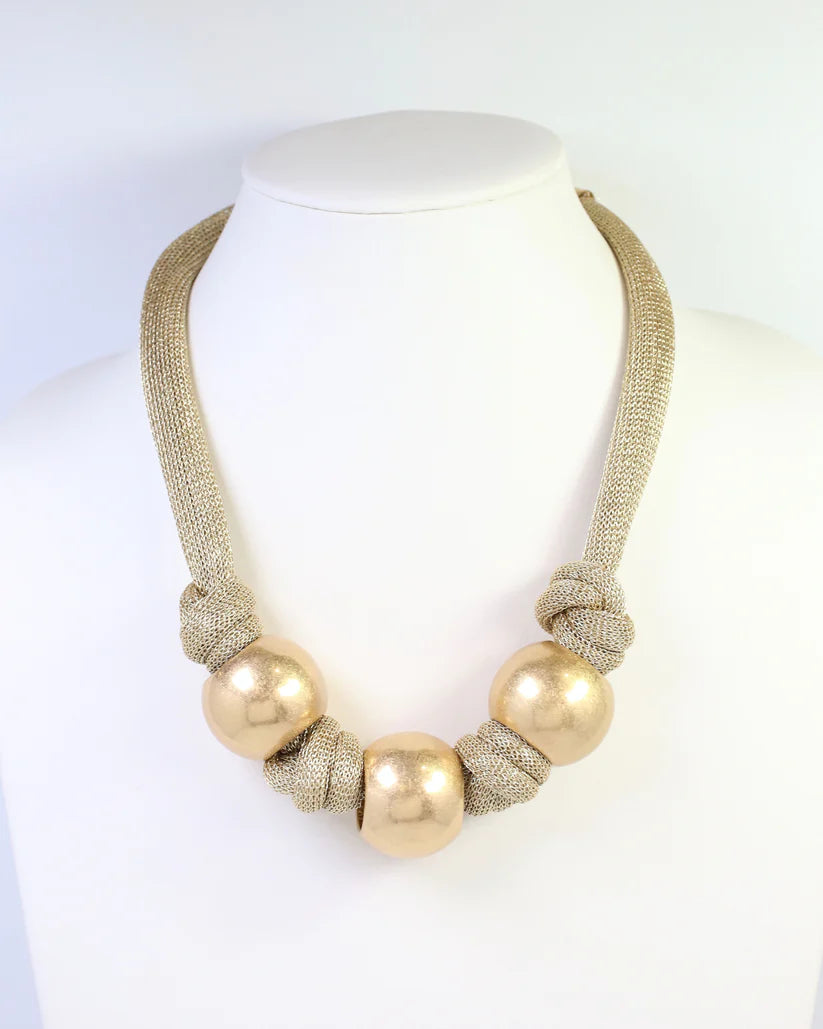 Caroline Hill Asheboro Mesh Beaded Necklace Gold