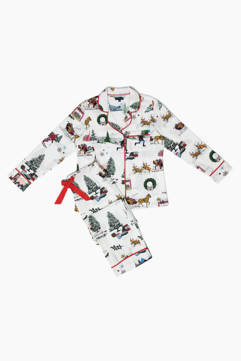 Holiday Toile Long Sleeve Pajama Pants Set