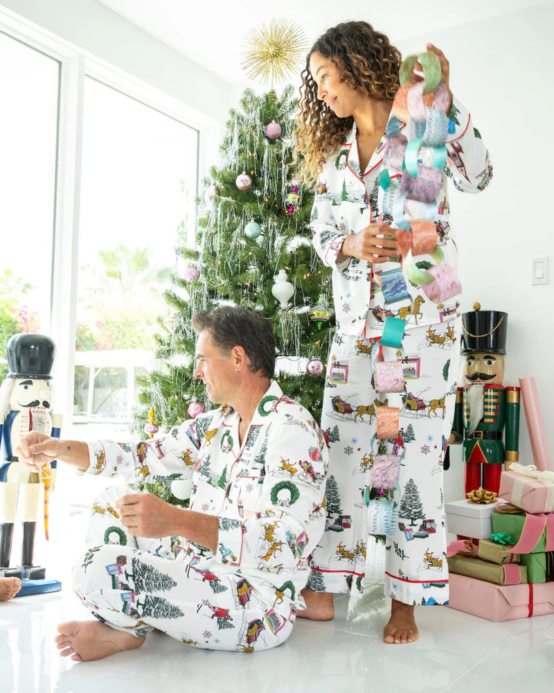 Holiday Toile Long Sleeve Pajama Pants Set
