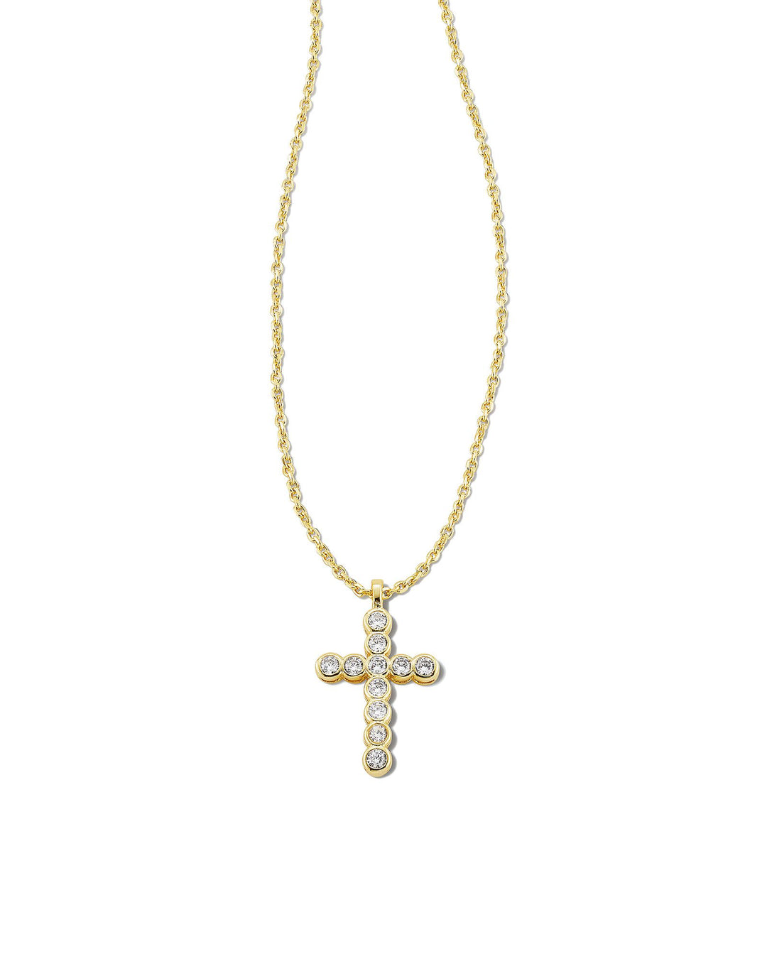 Kendra Scott Cross Crystal Pendant Necklace in Gold White Crystal