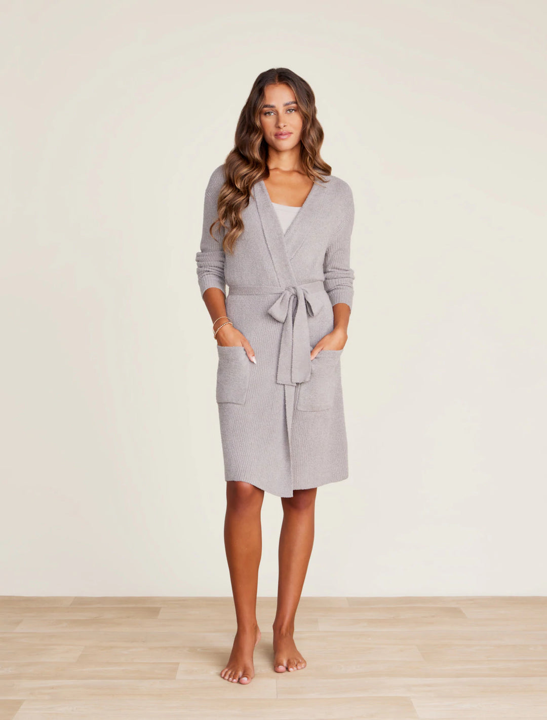 Barefoot Dreams CozyChic Lite® Ribbed Robe in Nickel