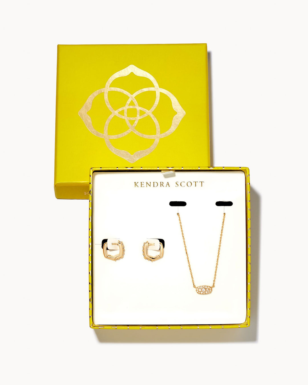 Kendra Scott Grayson Crystal Pendant & Huggie Gift Set in Gold