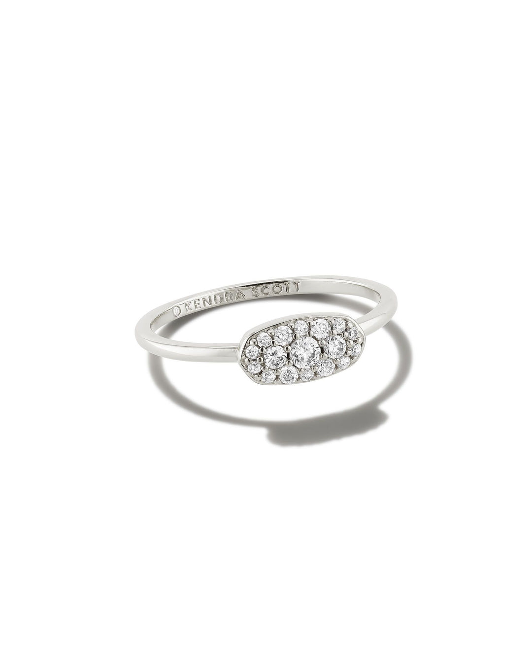 Kendra Scott Grayson Silver Band Ring in White Crystal