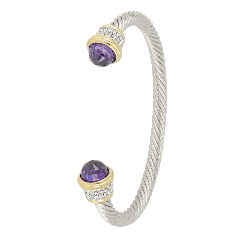 John Medeiros Briolette Wire Cuff Bracelet with Pavé in Amethyst