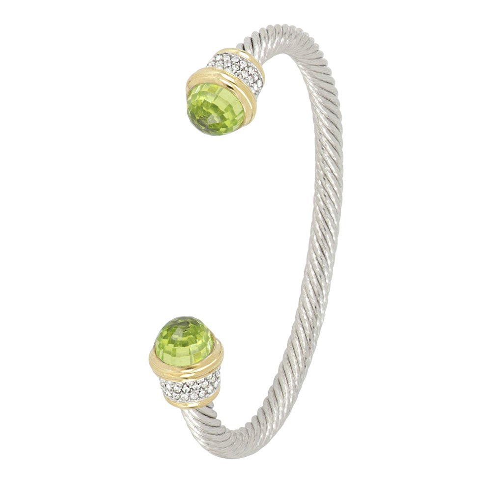 John Medeiros Briolette Wire Cuff Bracelet with Pavé in Peridot