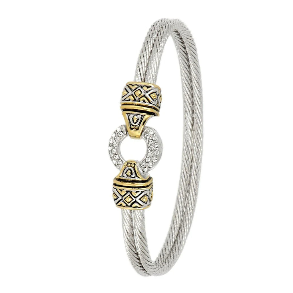 John Medeiros Antiqua Pavé Circle Double Wire Bracelet