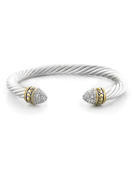 John Medeiros Briolette Pavé Large Wire Cuff Bracelet