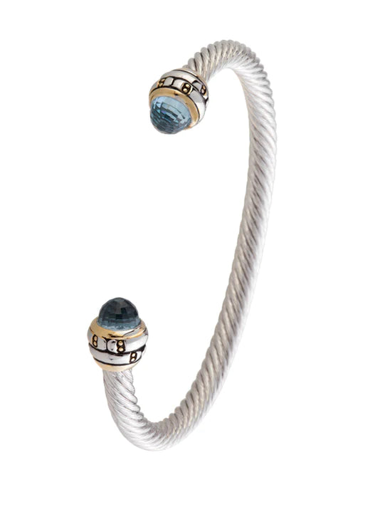 John Medeiros Canias Cor Collection Medium Wire Cuff Bracelet in Aqua