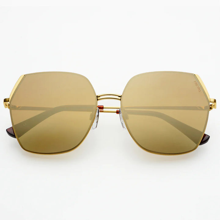 FREYRS Chelsie Large Oversized Designer Sunglasses in Gold