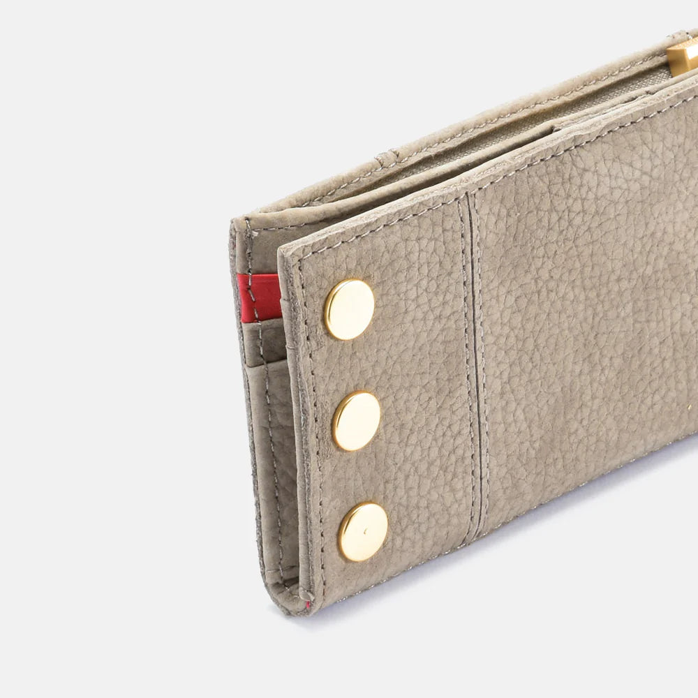 Hammitt 110 North Bifold Leather Wallet in Grey Natural Brushed Gold