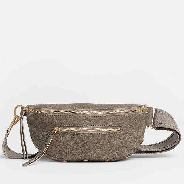 Hammitt Charles Small Leather Crossbody Belt Bag in Pewter Brushed Gold