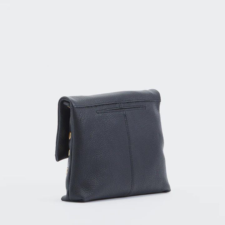 Hammitt VIP Med Zippered Leather Crossbody Clutch in BLACK BRUSHED GOLD