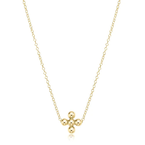 Enewton 16" necklace gold - classic beaded signature cross gold - 3mm bead gold