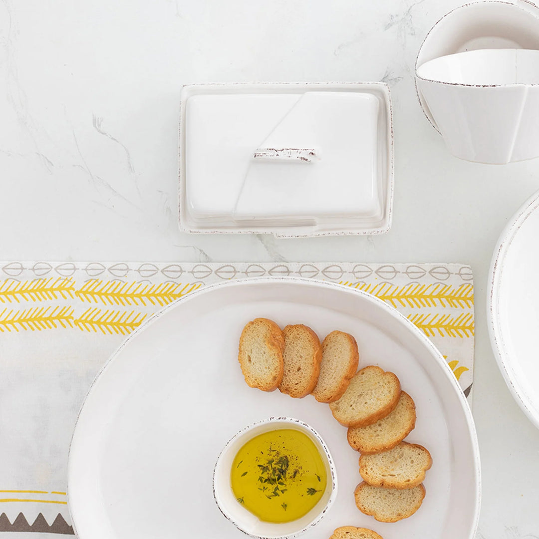 VIETRI LASTRA WHITE BUTTER DISH