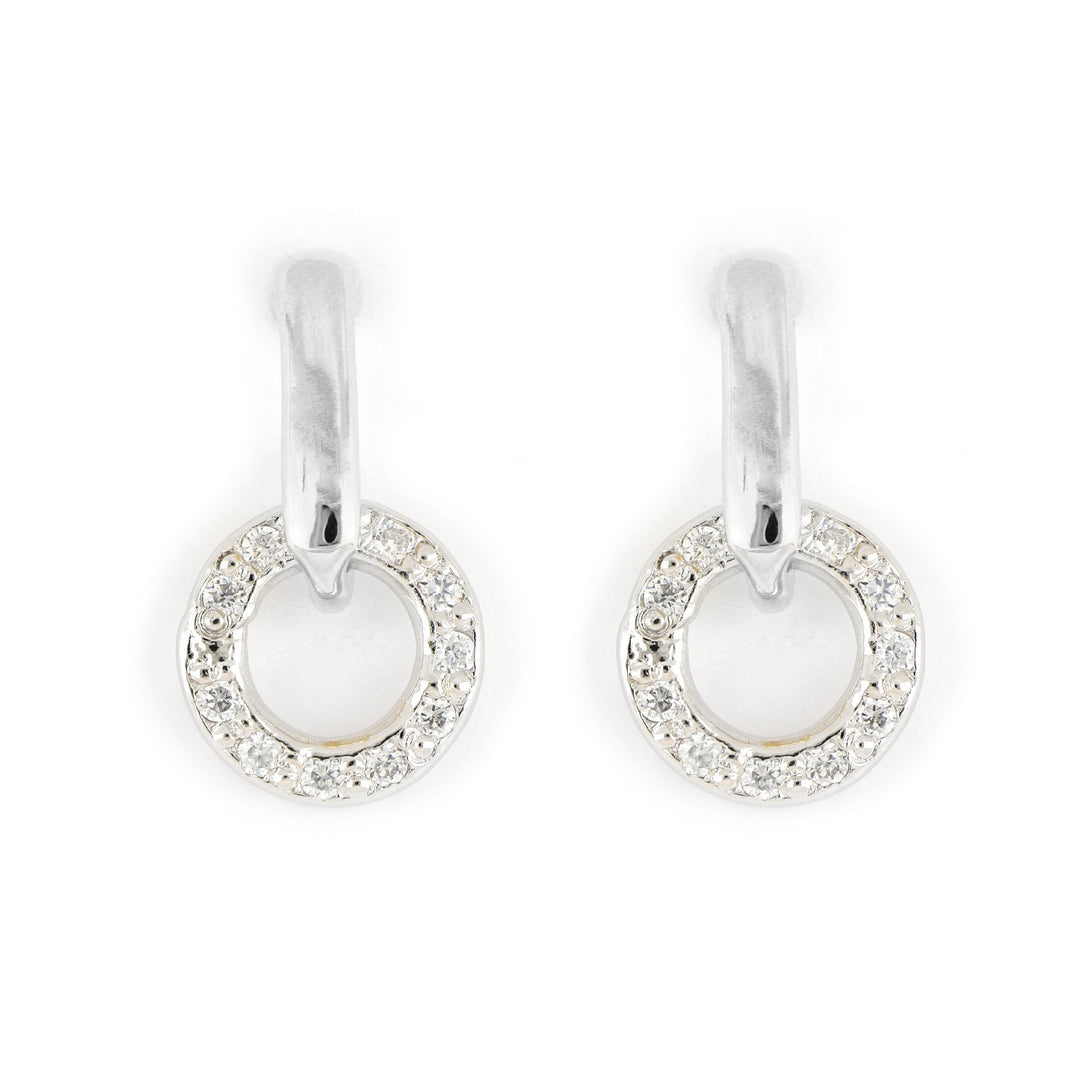 John Medeiros Diamante Circle Link Pave Rhodium Earrings