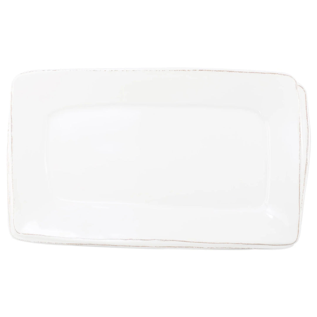 VIETRI MELAMINE LASTRA WHITE RECTANGULAR PLATTER IN WHITE