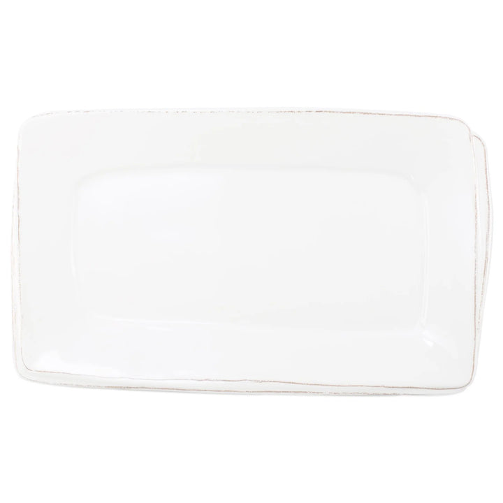 VIETRI MELAMINE LASTRA WHITE RECTANGULAR PLATTER IN WHITE